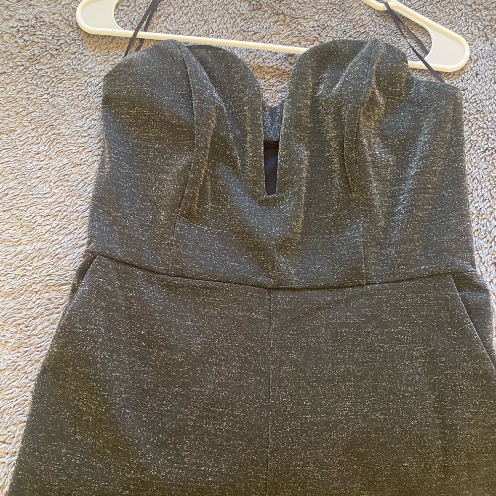 ASOS Sweewe Black Silver Sparkle Attapless Jumpsuit Medium never worn